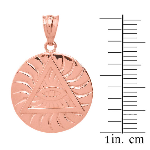 Rose Gold All Seeing Eye of Providence Sun Pyramid Illuminati Pendant Necklace