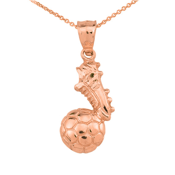 Rose Gold Soccer Ball Cleats Shoe Fútbol Sports Pendant Necklace