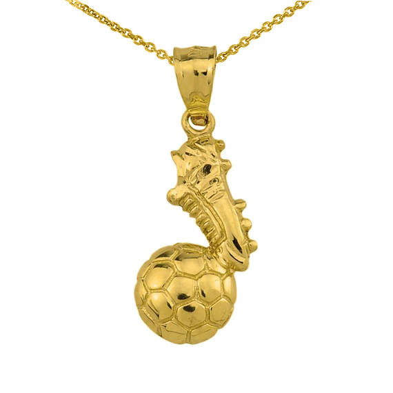 Yellow Gold Soccer Ball Cleats Shoe Fútbol Sports Pendant