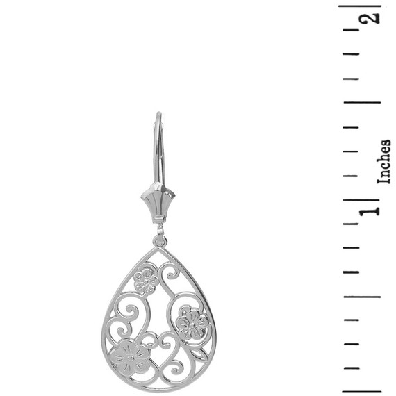 Sterling Silver Filigree Teardrop Floral Drop Earring Set