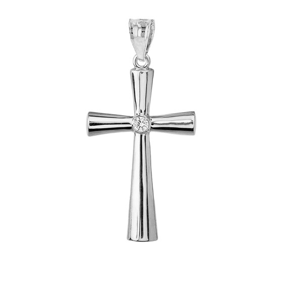 Elegant White Gold Diamond Cross Pendant