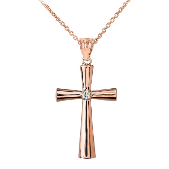 Elegant Rose Gold Cubic Zirconia Cross Pendant