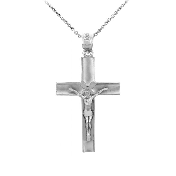 Sterling Silver Crucifix Pendant Necklace- The Redeemer Crucifix