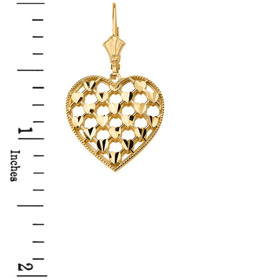 Double Layered Woven Hearts Filigree Heart Shaped  Drop Earring Set(Available in Yellow/Rose/White Gold)