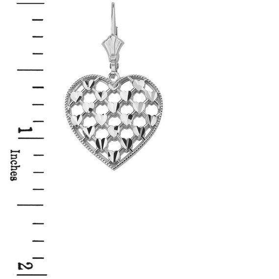 Sterling Silver Double Layered Woven Hearts Filigree Heart Shaped  Drop Earring Set