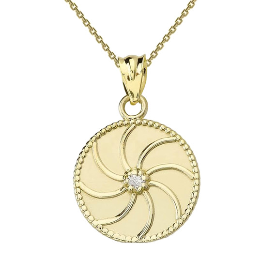 Yellow Gold Armenian Diamond Eternity Pendant Necklace