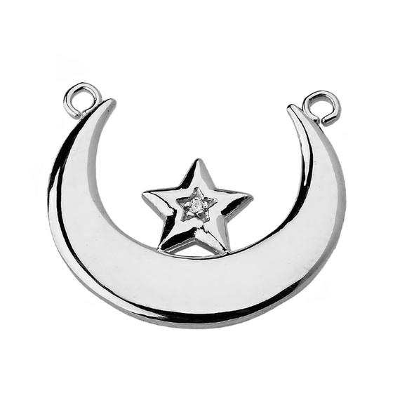 Sterling Silver Moon and Diamond Star Necklace