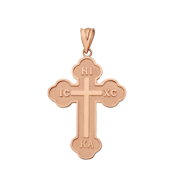 Gold Solid Saint Nicholas Greek Orthodox IC XC NIKA Cross Pendant