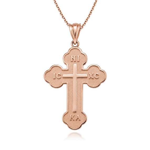 Gold Solid Saint Nicholas Greek Orthodox IC XC NIKA Cross Pendant