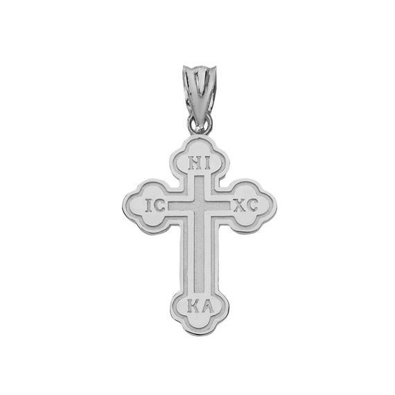 .925 Sterling Silver Saint Nicholas Greek Orthodox Russian Cross Pendant Necklace