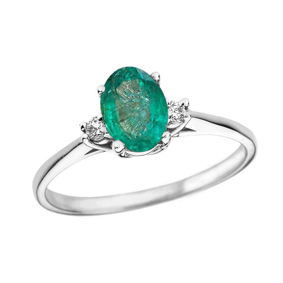 Gold Oval Genuine Birthstone and Diamond Engagement Proposal Ring(Available in Yellow/Rose/White)