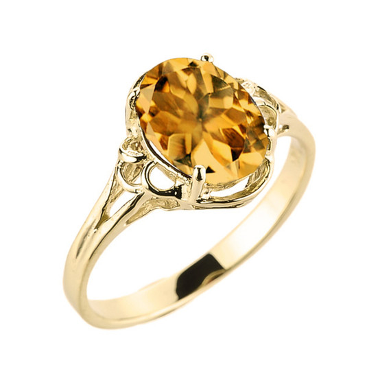 Yellow Gold Custom Citrine Birthstone Promise Ring