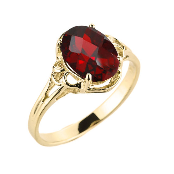 Yellow Gold Custom Garnet Birthstone Promise Ring