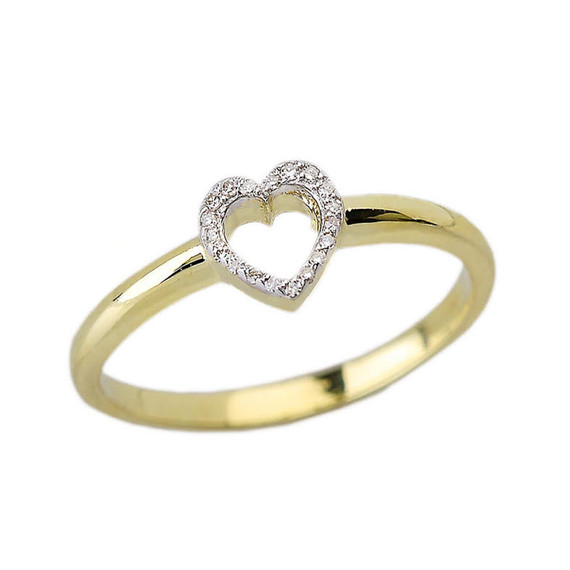 Gold Dainty Diamond Heart Stackable Infinity Ring