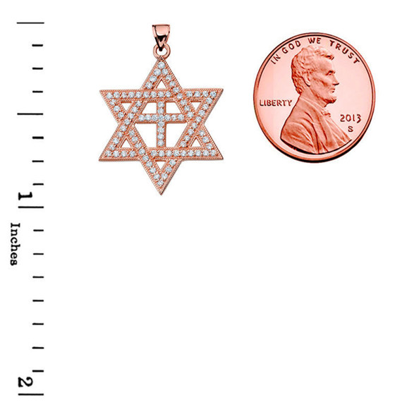Rose Gold Diamond Judaeo-Christian Pendant Necklace