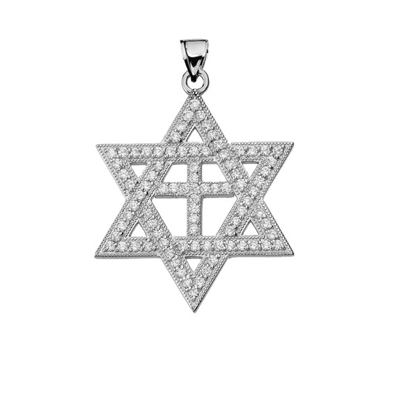 White Gold Judaeo-Christian Pendant Necklace