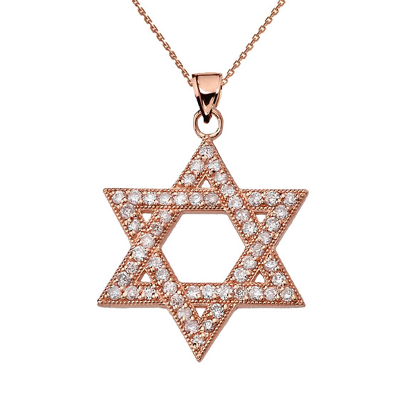 Rose Gold Jewish Star of David Pendant Necklace