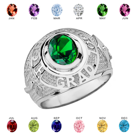 Sterling Silver High School Graduation Class of 2018 CZ Birthstone Ring