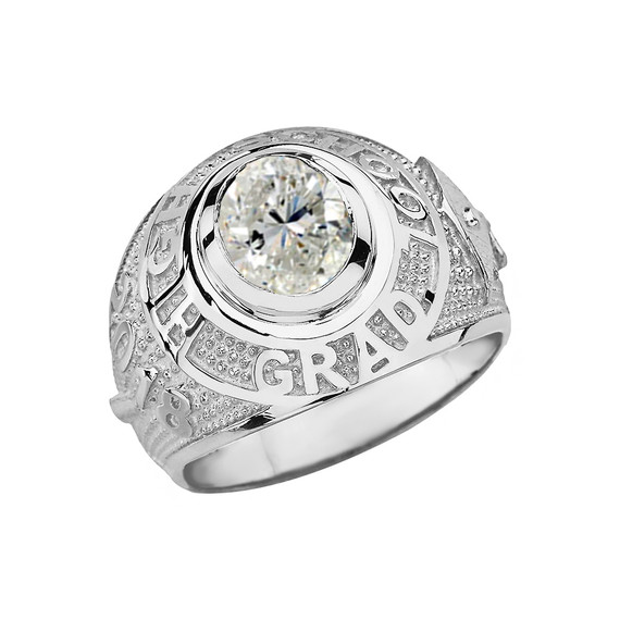 Sterling Silver High School Graduation Class of 2018 CZ Birthstone Ring