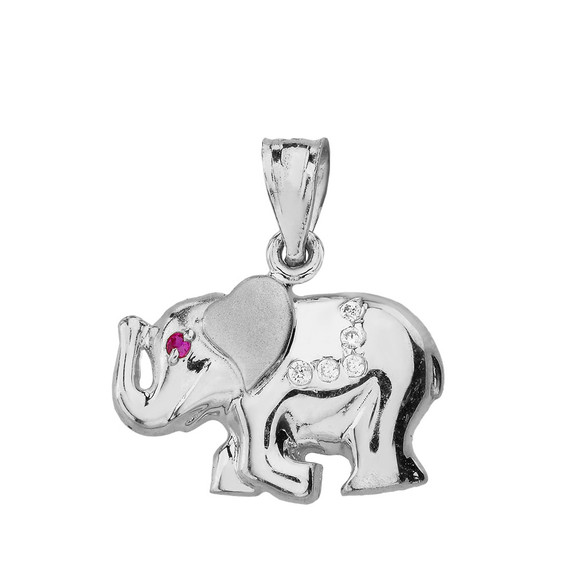 Sterling Silver Elephant CZ Pendant Necklace