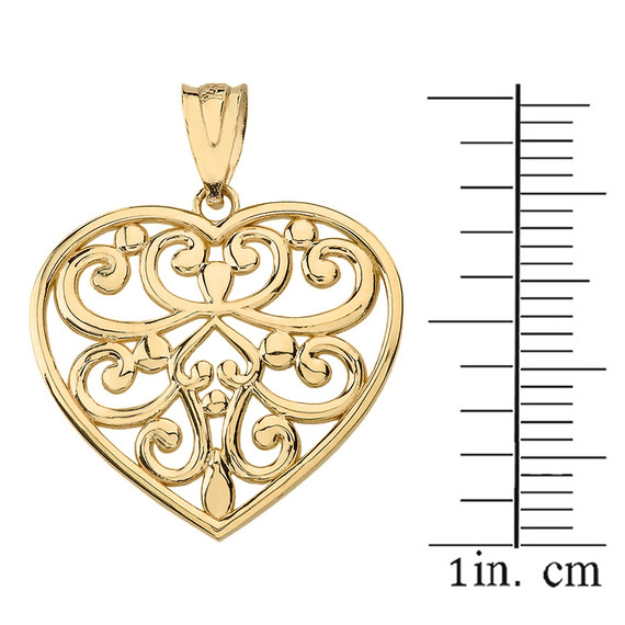 14k Solid Gold Filigree Heart Necklace Earring Set(Available in Yellow/Rose/White Gold)