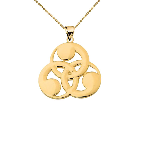 Yellow Gold Hom of Odin Symbol Pendant Necklace