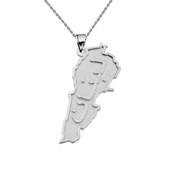 White Gold Lebanon Country Pendant Necklace