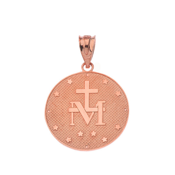 Mary Mother of Jesus Round  Diamond in Gold Pendant Necklace (Yellow/Rose/White)