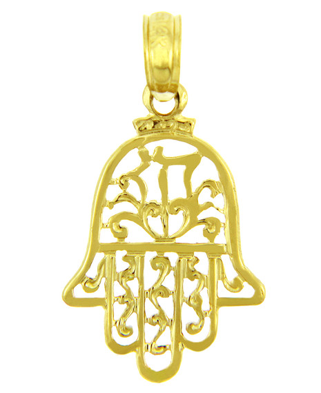 Jewish Charms and Pendants - Hamsa 14K Yellow Gold Charm