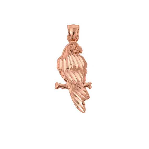 Solid Rose Gold Diamond Cut Parakeet Pendant