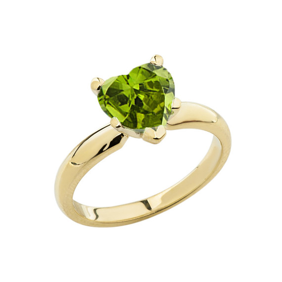 Gold Solitaire Lab Created Birthstone Heart Engagement Ring (Available in Yellow/Rose/White Gold)