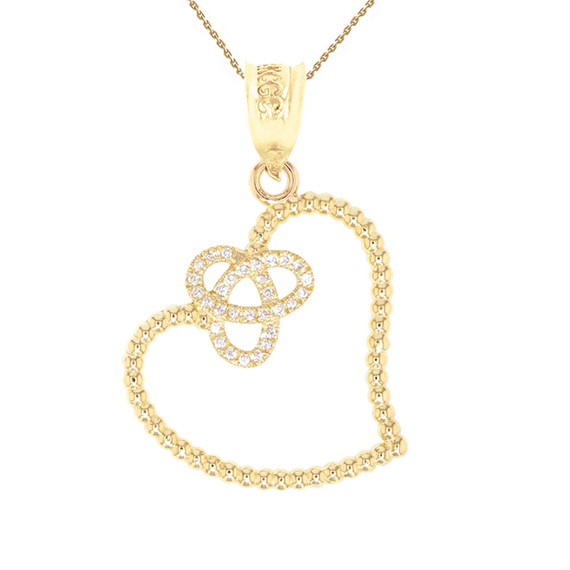 Yellow Gold Trinity Heart Pendant Necklace