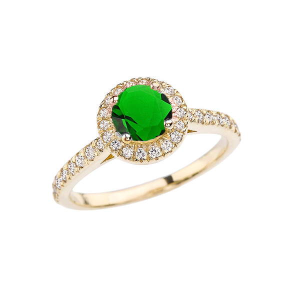 Yellow Gold Diamond and Emerald (LCE) Engagement/Proposal Ring