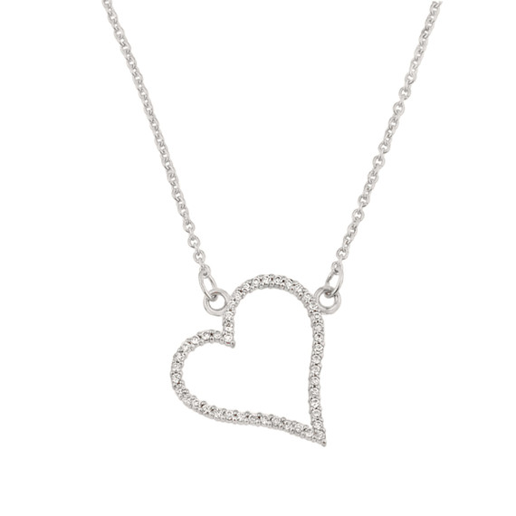 14K White Gold Heart Necklace