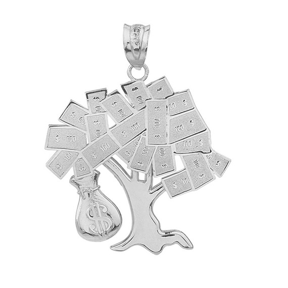 Solid Gold Hip Hop Money Tree Money Bag Pendant Necklace (Available in Yellow/Rose/White Gold)
