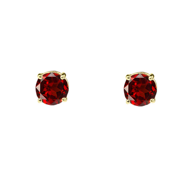 10K Yellow Gold January Birthstone Garnet (LCG) Earrings