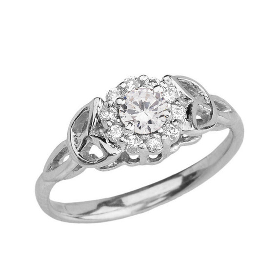 White Gold CZ Engagement/Promise Ring