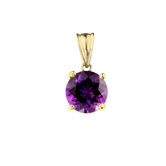 10K Yellow Gold February Birthstone Amethyst (LCAM) Pendant Necklace