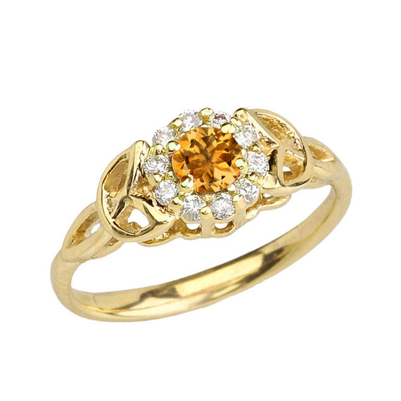 Yellow Gold  Diamond and Citrine   Engagement/Promise Ring