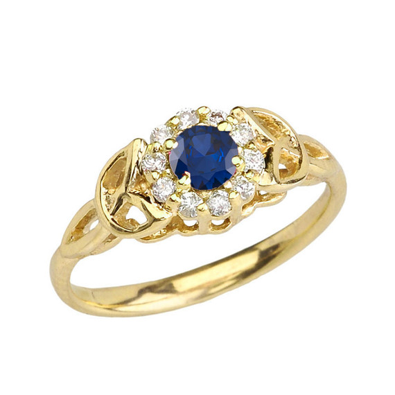 Yellow Gold  Diamond and Sapphire   Engagement/Promise Ring