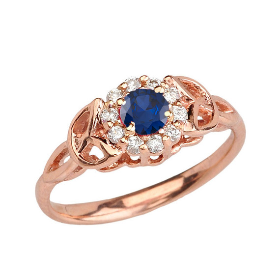 Rose Gold  Diamond and Sapphire   Engagement/Promise Ring