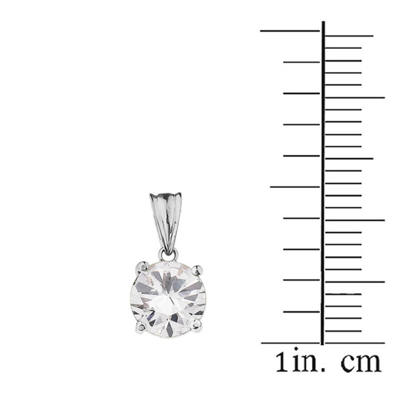 10K White Gold April  Birthstone Cubic Zirconia (CZ) Pendant Necklace