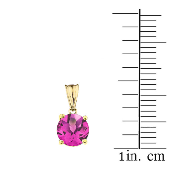10K Yellow Gold June Birthstone Alexandrite(LCAL) Pendant Necklace & Earring Set