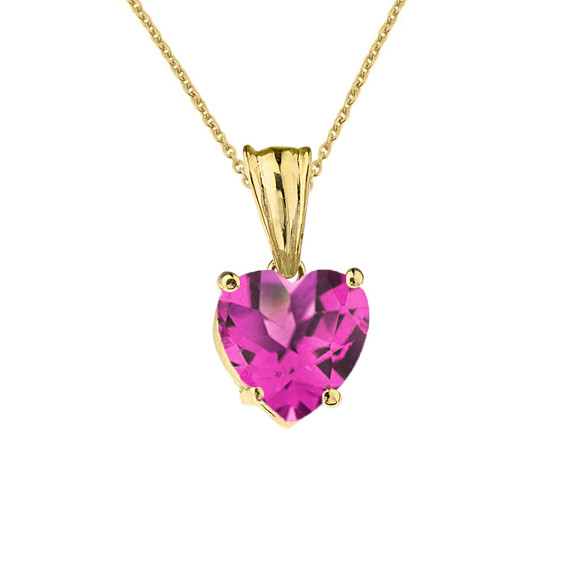 10K Yellow Gold Heart June Birthstone Alexandrite (LCAL) Pendant Necklace