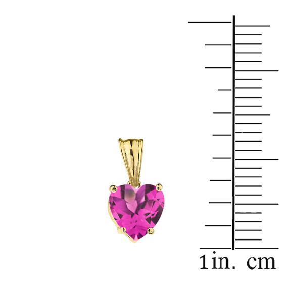 10K Yellow Gold Heart June Birthstone Alexandrite (LCAL) Pendant Necklace