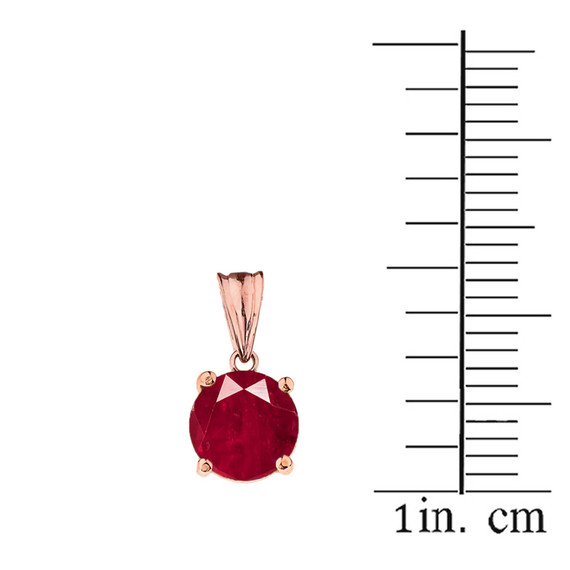 10K Rose Gold July Birthstone Ruby (LCR)  Pendant Necklace