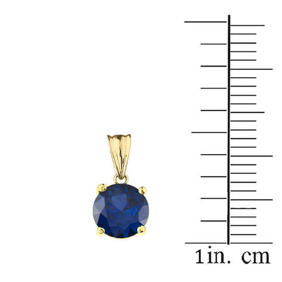 10K Yellow Gold  September Birthstone Sapphire (LCS)  Pendant Necklace