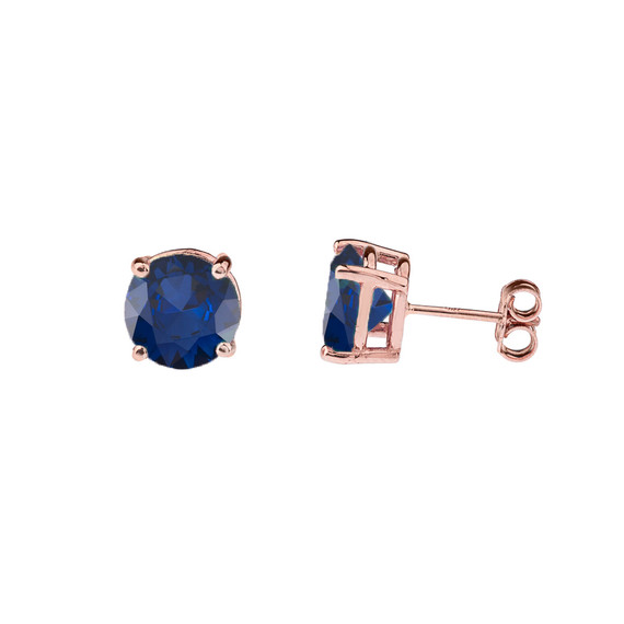 10K Rose Gold  September Birthstone Sapphire (LCS) Earrings