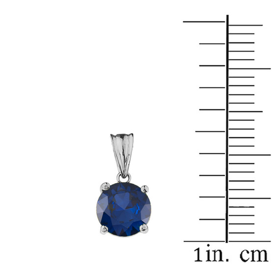 10K White Gold  September Birthstone Sapphire (LCS)  Pendant Necklace