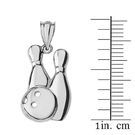 Solid White Gold Bowling Pendant Necklace